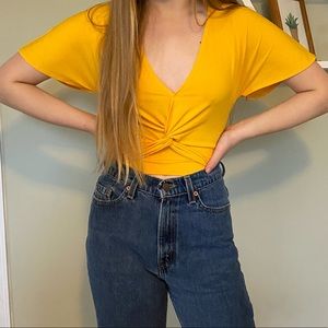 Yellow top with tie front detail